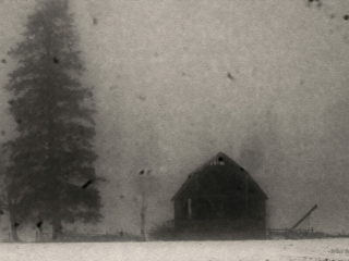 Old Barn in Winter Storm